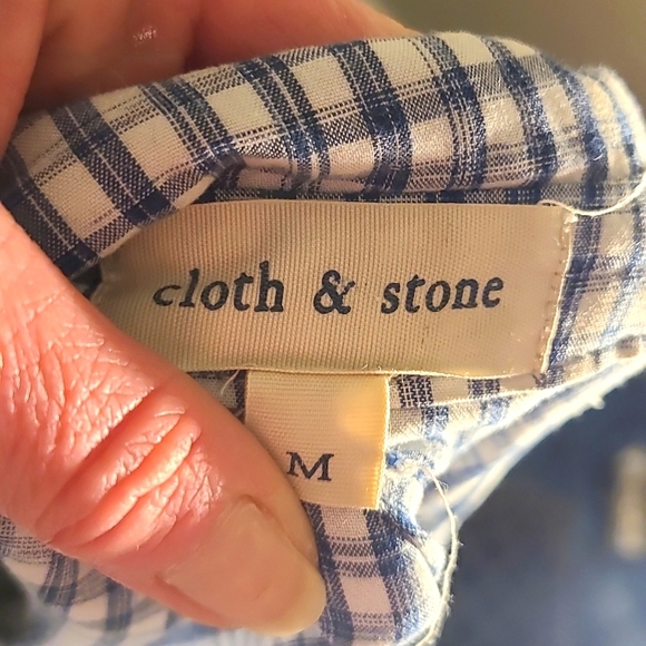 Cloth & Stone Blue & White Plaid Button up - Picture 2 of 8